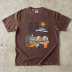 Meet Me Where the Days Feel Longer Beach Vacation Shirt in Espresso – flat lay