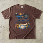 Lake Days Long Dinners Lake Vacation Shirt in Espresso – flat lay