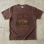 Checked In for the Weekend Cabin Weekend Shirt in Espresso – flat lay