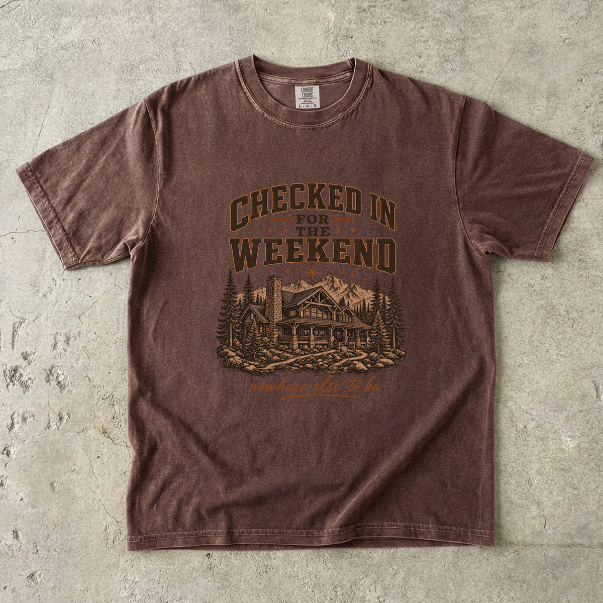 Checked In for the Weekend Cabin Weekend Shirt in Espresso – flat lay