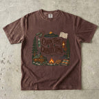 Cabin Time Is Quality Time Lake Vacation Shirt in Espresso – flat lay
