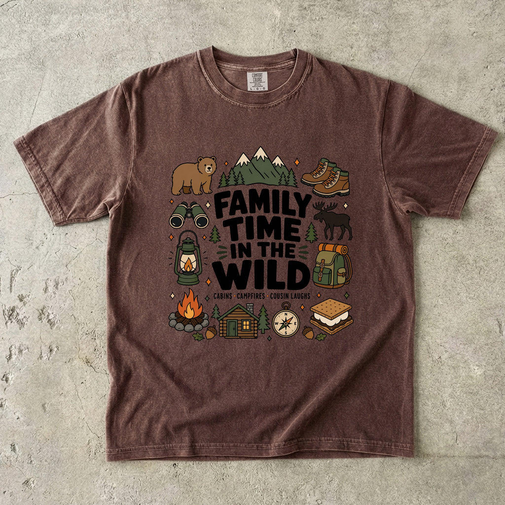 Family Time in the Wild Camping Shirt in Espresso – flat lay