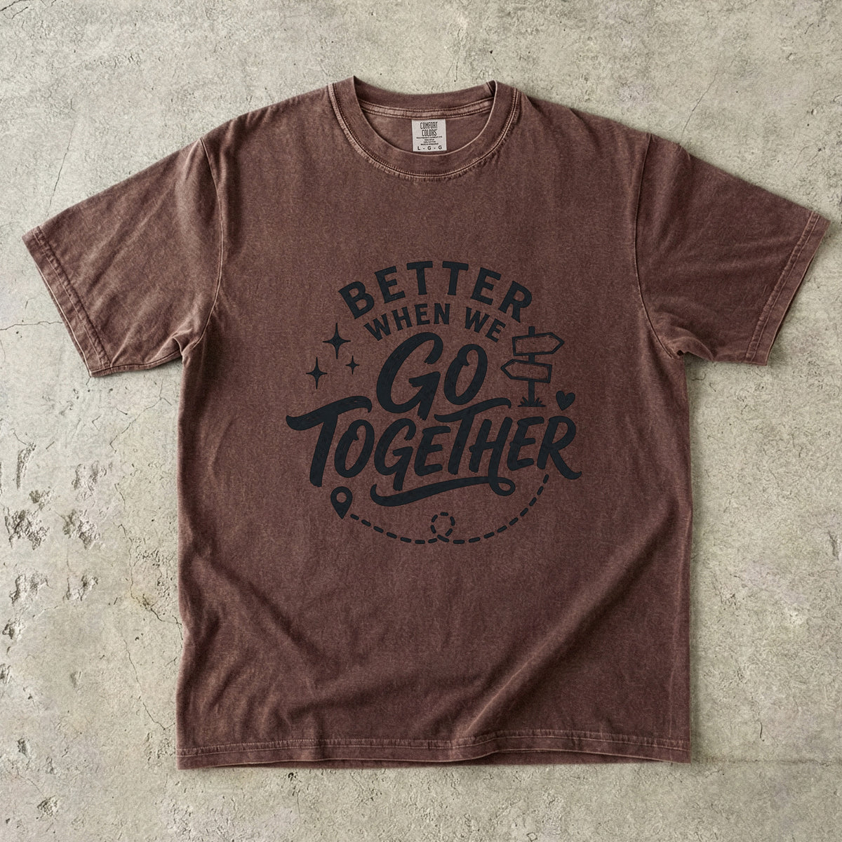 Better When We Go Together Travel Shirt in Espresso – flat lay
