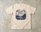 Slow Mornings Full Days Lake Vacation Shirt in Ivory – flat lay