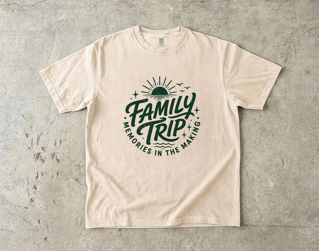 Family Trip Memories in the Making Shirt in Ivory – flat lay