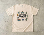 Map Folded Windows Down Road Trip Shirt in Ivory – flat lay