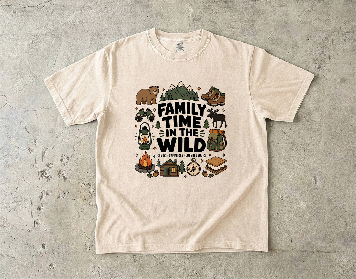 Family Time in the Wild Camping Shirt in Ivory – flat lay