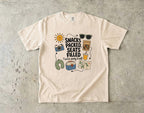 Snacks Packed Seats Filled Road Trip Shirt in Ivory – flat lay