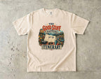 The Good Stuff Happens Off the Itinerary Travel Mom Shirt in Ivory – flat lay