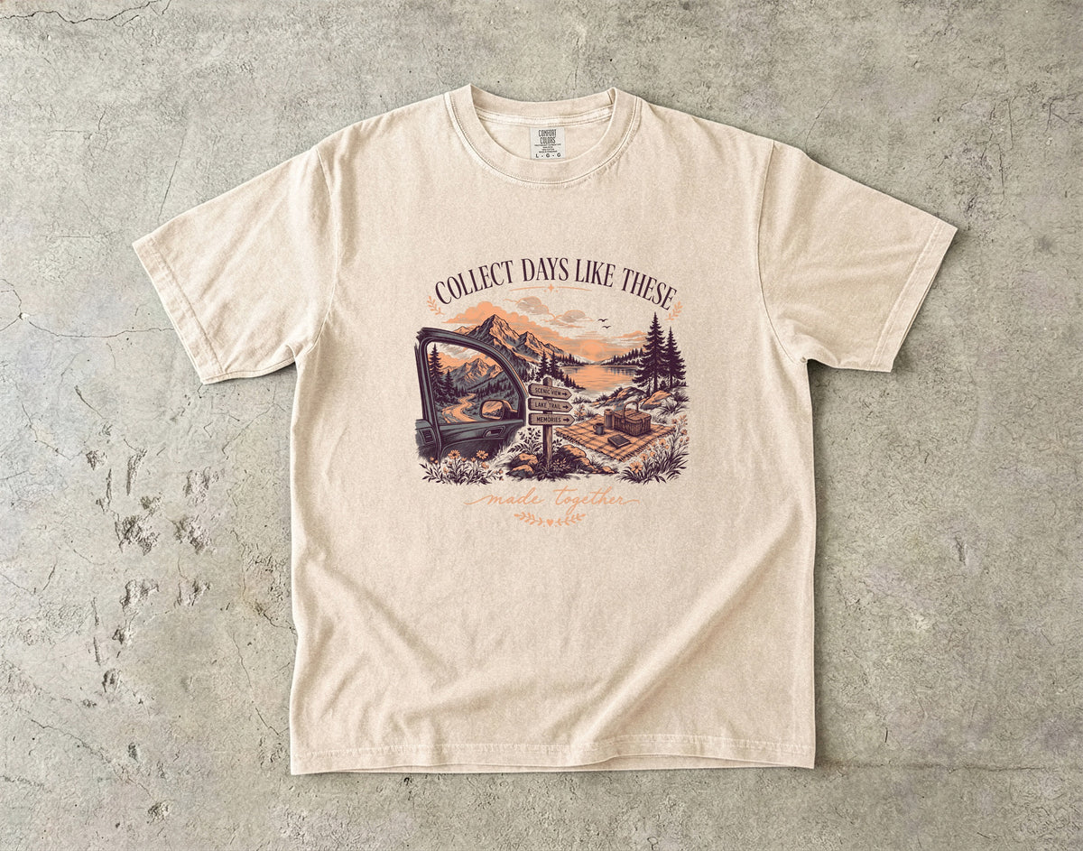 Collect Days Like These Family Travel Shirt in Ivory – flat lay