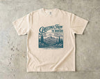 Greetings from the Mountains Family Getaway Shirt in Ivory – flat lay