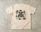 The Good Stuff Happens Off Route Road Trip Shirt in Ivory – flat lay