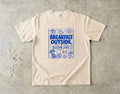 Breakfast Outside Bedtime Later Beach Vacation Shirt in Ivory – flat lay