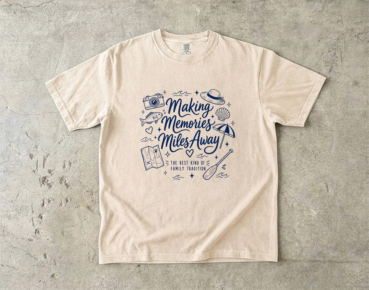 Making Memories Miles Away Road Trip Shirt in Ivory – flat lay