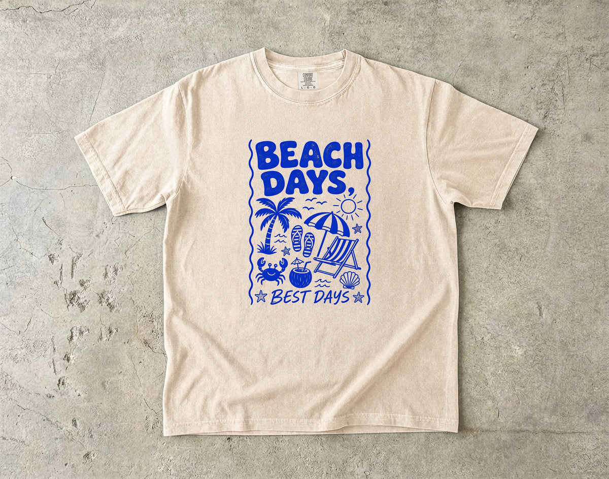 Beach Days Best Days Beach Vacation Shirt in Ivory – flat lay
