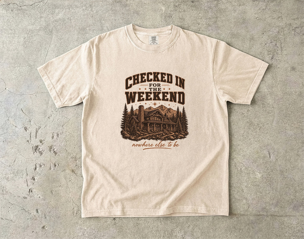 Checked In for the Weekend Cabin Weekend Shirt in Ivory – flat lay