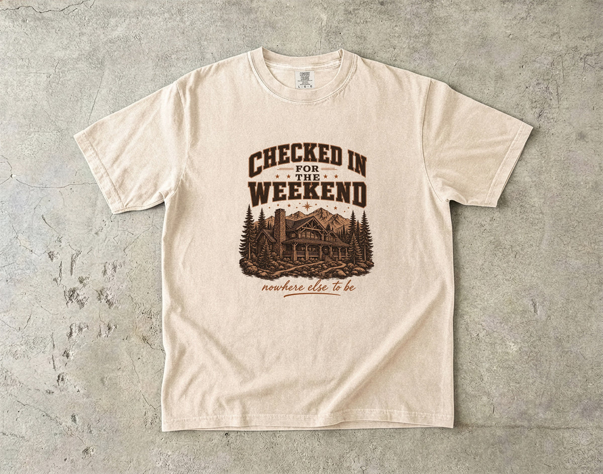 Checked In for the Weekend Cabin Weekend Shirt in Ivory – flat lay
