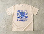 Sun On Shoes Off Beach Vacation Shirt in Ivory – flat lay