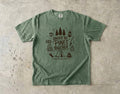 Under the Pines Together Camping Shirt in Moss – flat lay