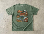 The Route Is Part of the Story Road Trip Shirt in Moss – flat lay