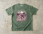 This Is the Good Stuff Road Trip Shirt in Moss – flat lay