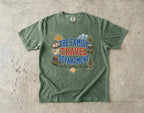 The Family Travel Department Road Trip Shirt in Moss – flat lay