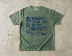 The House Is Full the Days Are Easy Family Getaway Shirt in Moss – flat lay