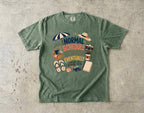 Normal Schedule Resumes Eventually Family Getaway Shirt in Moss – flat lay