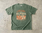 Memories Have Mile Markers Road Trip Shirt in Moss – flat lay