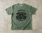 Family Road Trip Mode Shirt in Moss – flat lay