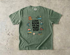 Leave Room for One More Stop Road Trip Shirt in Moss – flat lay