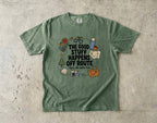 The Good Stuff Happens Off Route Road Trip Shirt in Moss – flat lay