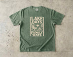 Lake Days Family Ways Vacation Shirt in Moss – flat lay