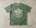 Vacation Crew Here for the Memories Shirt in Moss – flat lay