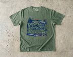 Weekends Well Spent Lake Vacation Shirt in Moss – flat lay