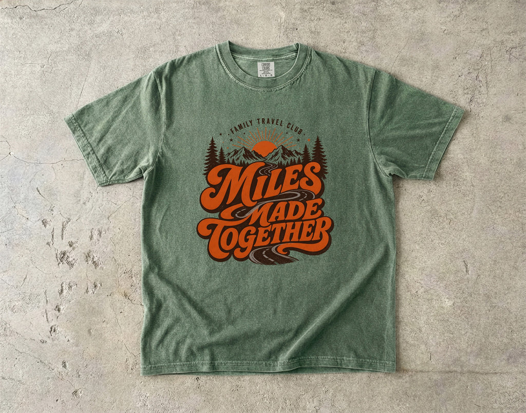 Miles Made Together Road Trip Shirt in Moss – flat lay