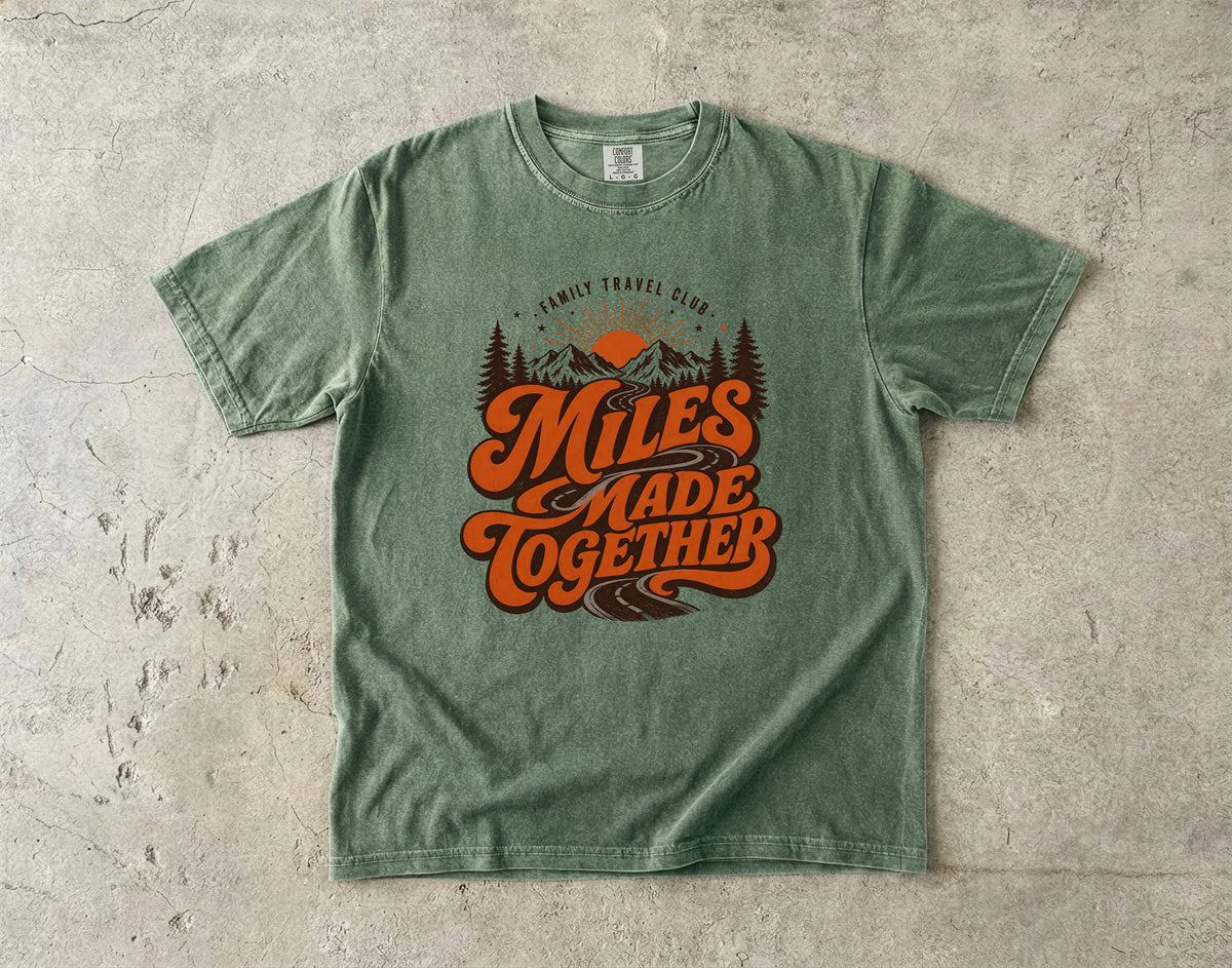 Miles Made Together Road Trip Shirt in Moss – flat lay