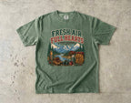 Fresh Air Full Hearts Cabin Weekend Shirt in Moss – flat lay