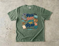 Pool Days Are in the Plan Family Getaway Shirt in Moss – flat lay