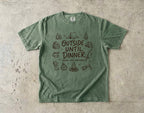 Outside Until Dinner Camping Shirt in Moss – flat lay