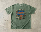 Window Down Weekend On Road Trip Shirt in Moss – flat lay