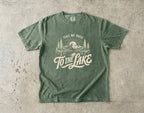 Take Me Back to the Lake Shirt in Moss – flat lay