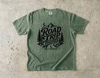 Road Trip Together Family Adventure Shirt in Moss – flat lay