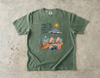 Meet Me Where the Days Feel Longer Beach Vacation Shirt in Moss – flat lay