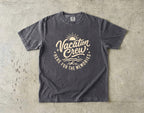 Vacation Crew Here for the Memories Shirt in Pepper – flat lay