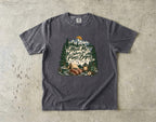 Meet Me Where the Pines Begin Mountain Camping Shirt in Pepper – flat lay