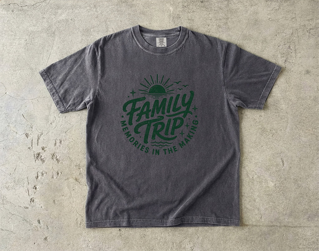 Family Trip Memories in the Making Shirt in Pepper – flat lay