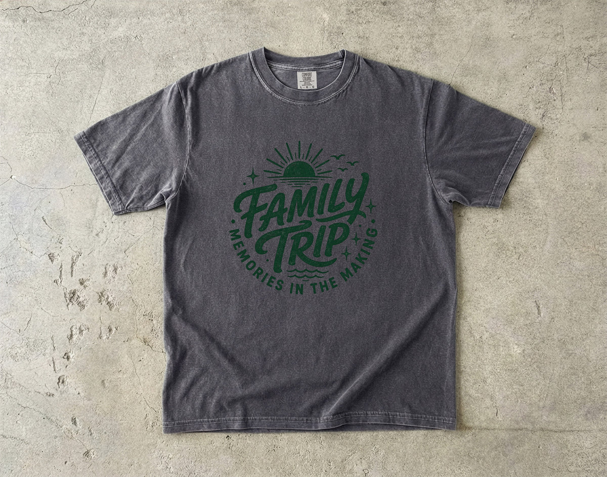 Family Trip Memories in the Making Shirt in Pepper – flat lay