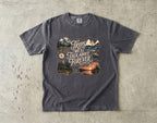 Trips We'll Talk About Forever Family Travel Shirt in Pepper – flat lay