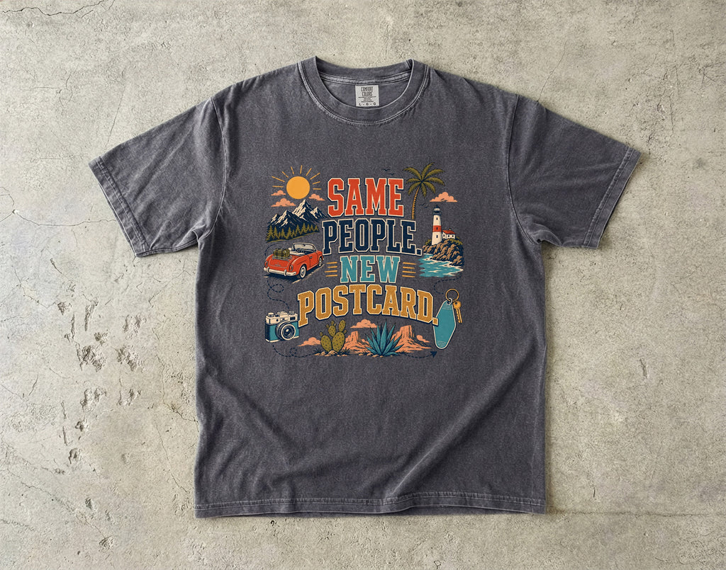Same People New Postcard Road Trip Shirt in Pepper – flat lay